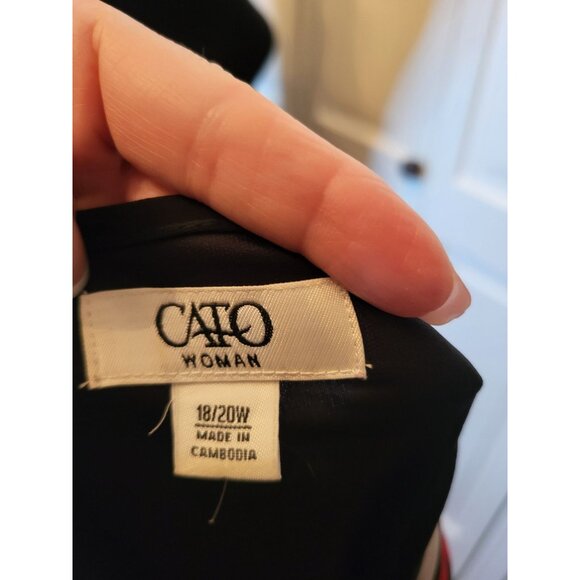 Red/Black Stripe Chiffon Blouson Blouse Cato 18/20 Boho Festive Brunch Church 00 - Picture 10 of 10